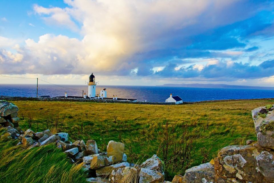 Dunnet Head. Lighthouse securing the dangerous waters of the Pentland Firth.